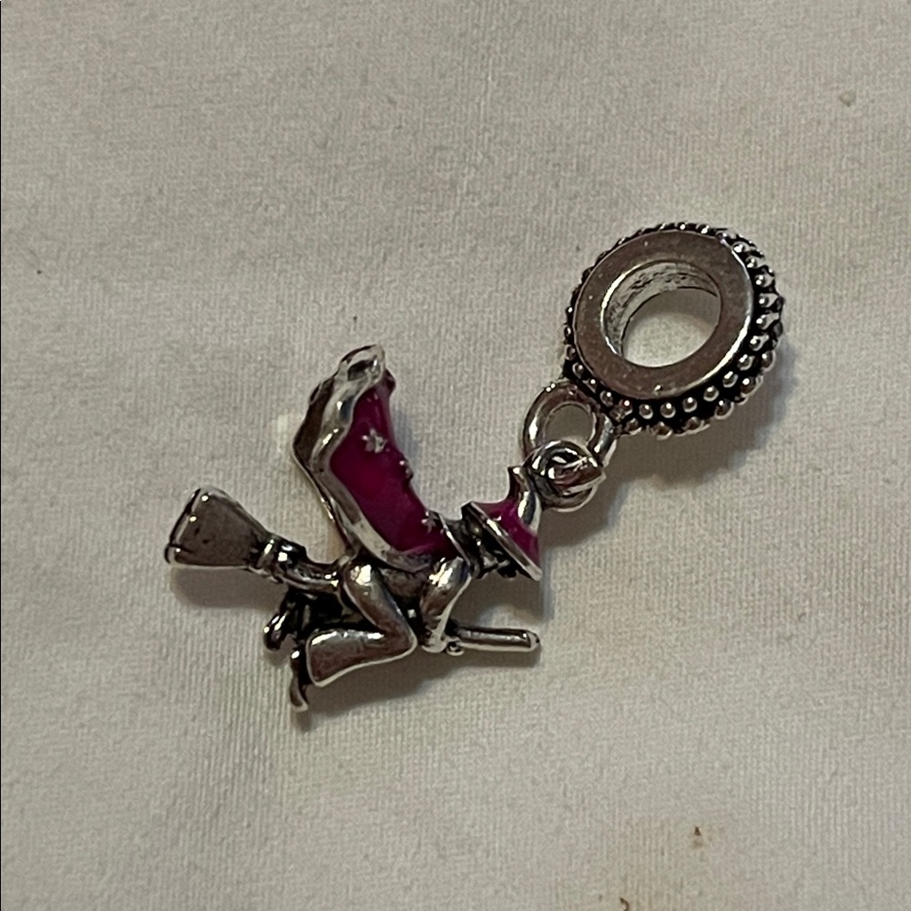 Silver Witch Charm with Red Accents - Picture 10 of 10
